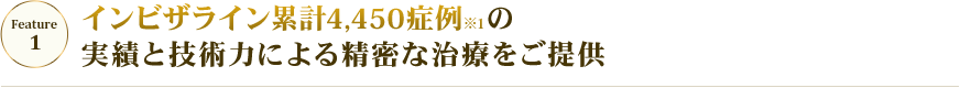 feature01 インビザライン累計4,450症例の実績と技術力による精密な治療をご提供